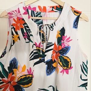 Old Navy Tropical Floral Print Lined Sleeveless V-neck Shift Dress size L